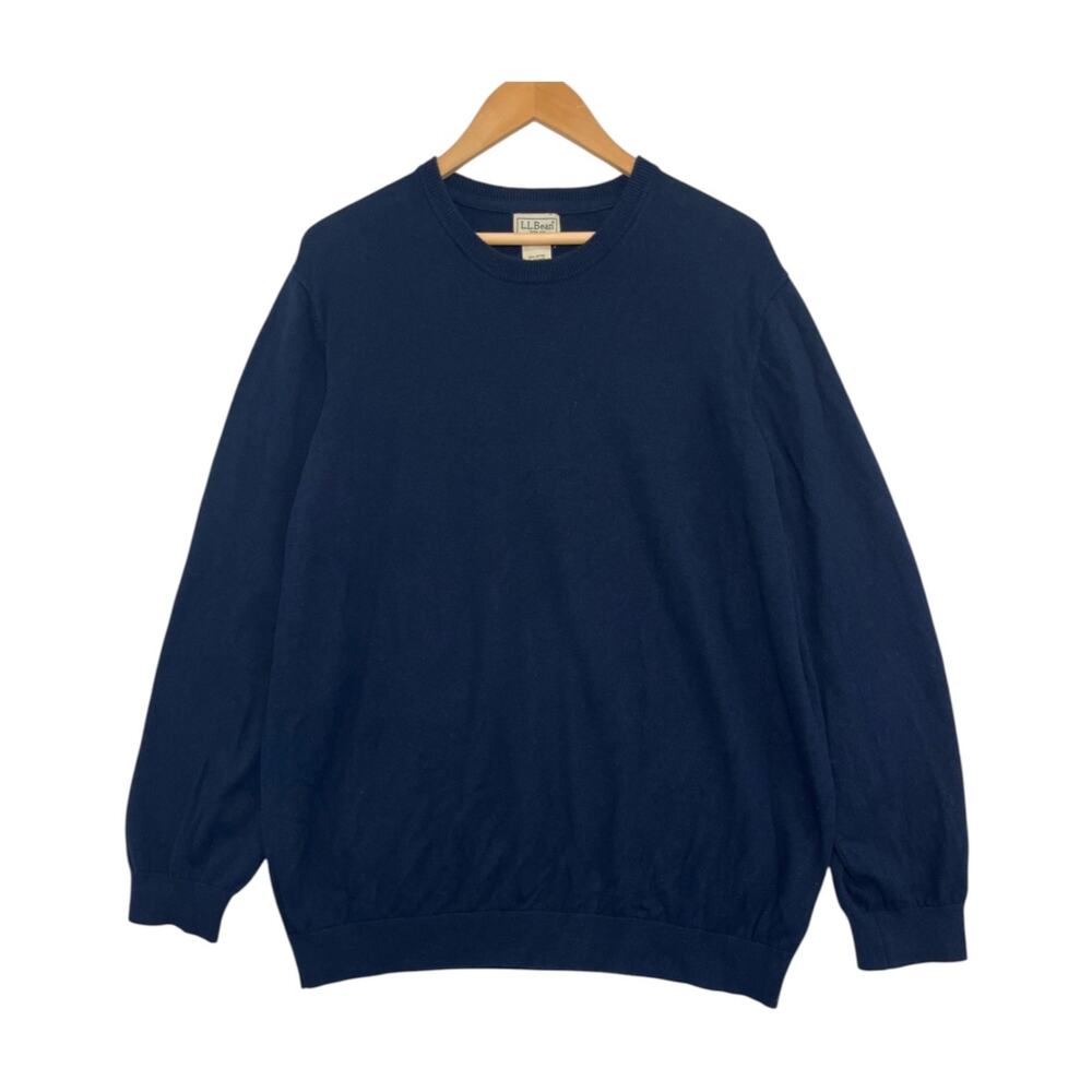 LL Bean Wicked Soft Sweater Mens XXL Blue Cotton Cashmere Crewneck Preppy Knit